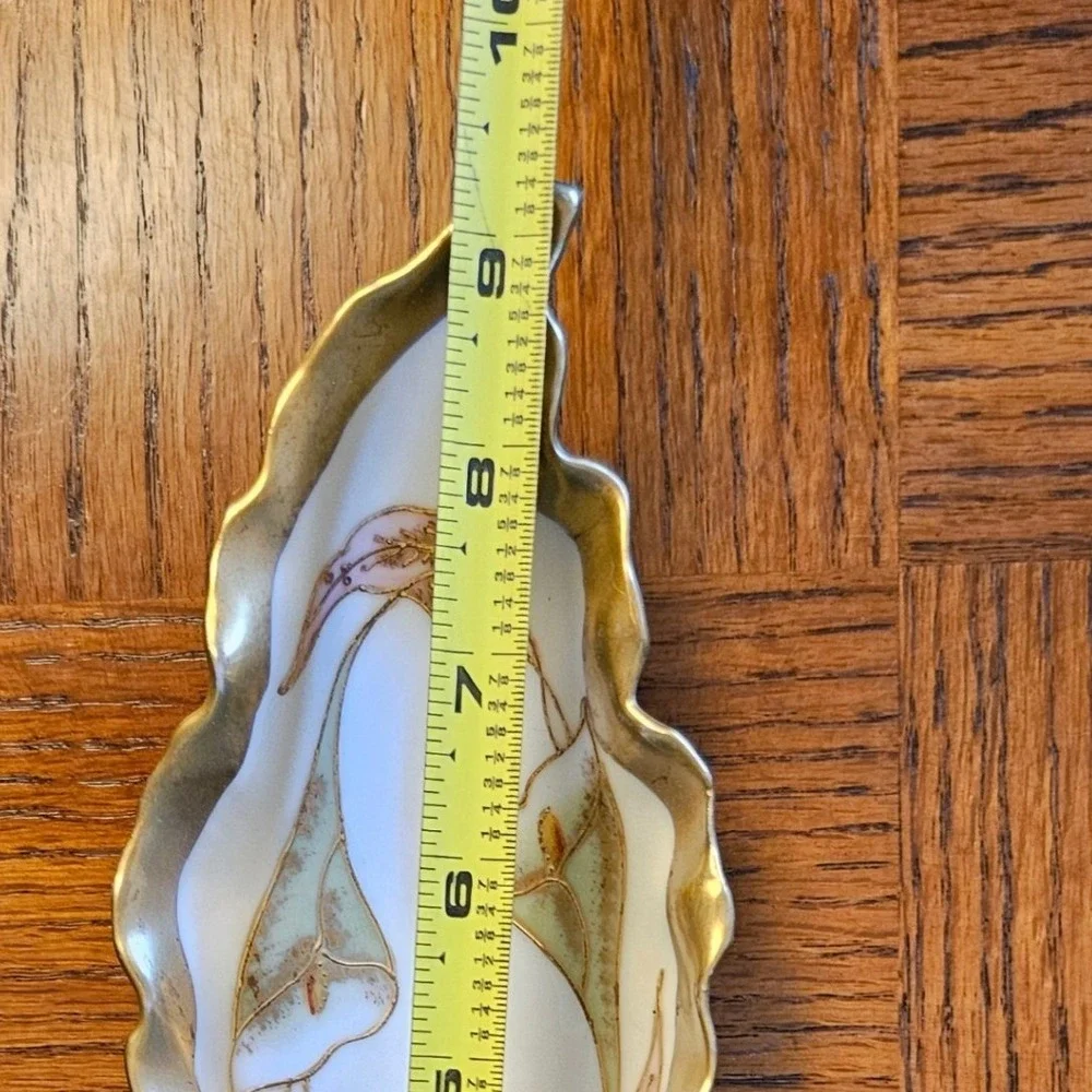 Limoges France Porcelain Celery Dish Calla Lily Gold Gilt Kahn & Henderson Tray